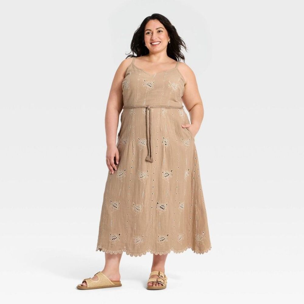 Women's Crafted Midi Sundress - Universal Thread Brown 2X